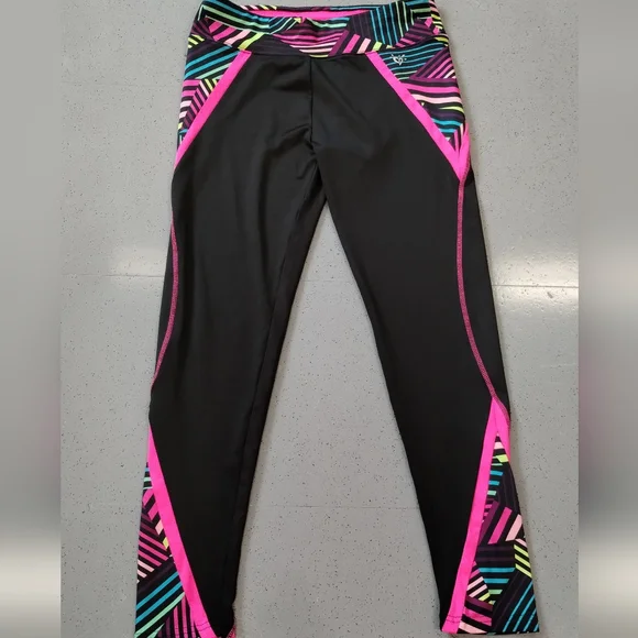 •Justice Active Colorful Retro Stripe Full Length Dri Fit Leggings Size Girl 18 - Picture 2 of 11